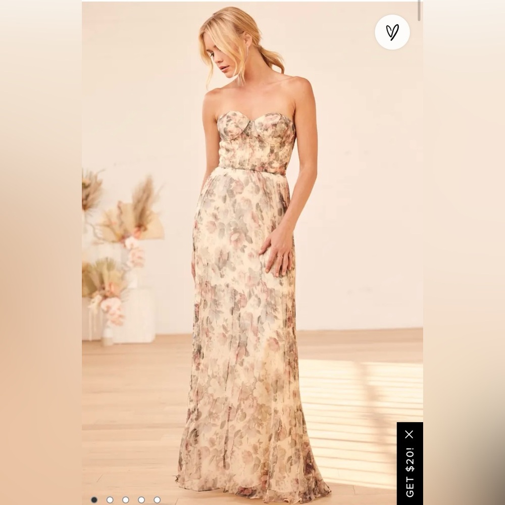 Lulus Most Beautiful Day Ivory Floral Maxi Dress